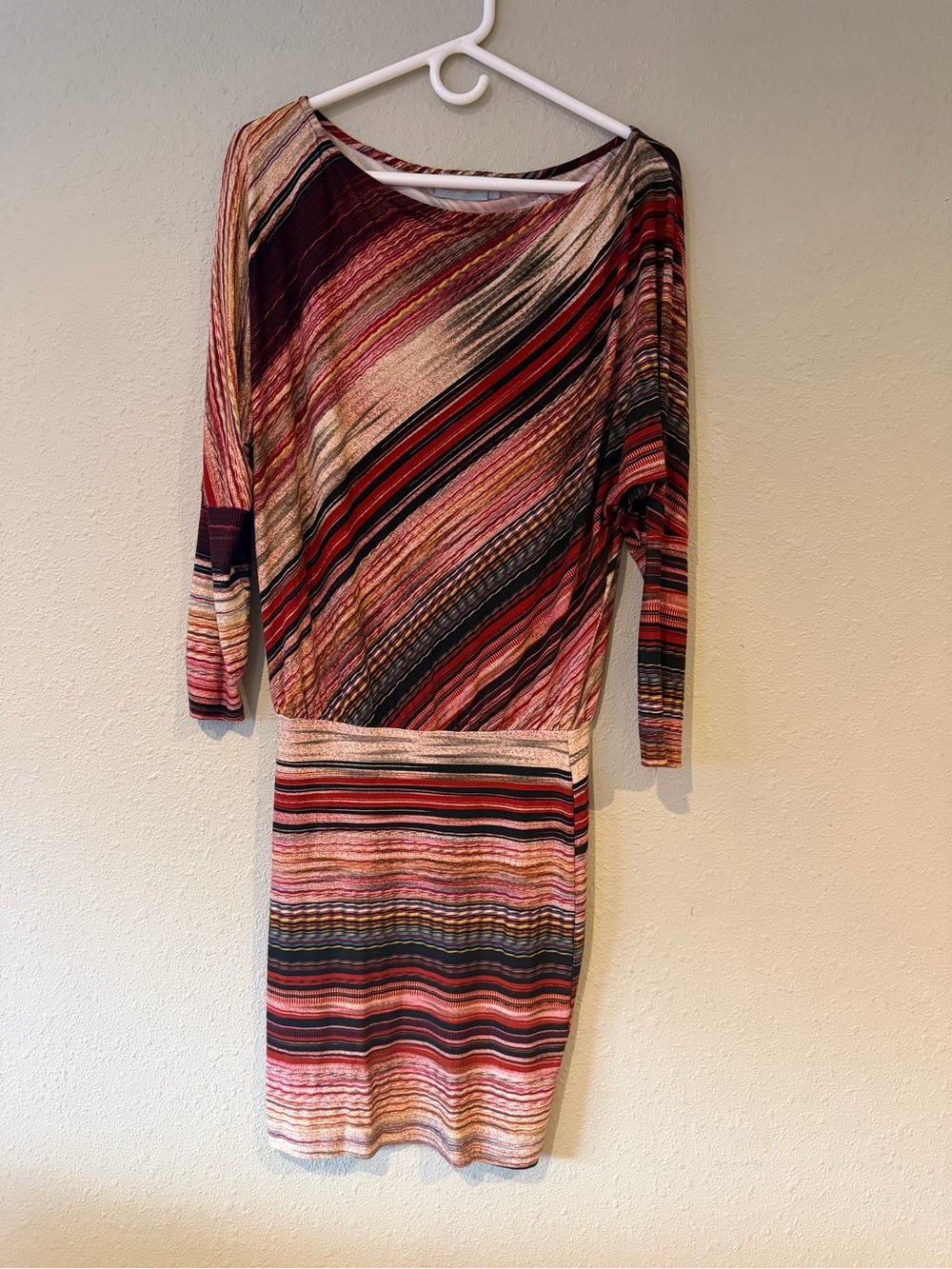 Veronica M Multicolor Striped Dolman Sleeve Blouson Dress Size Small - Like New